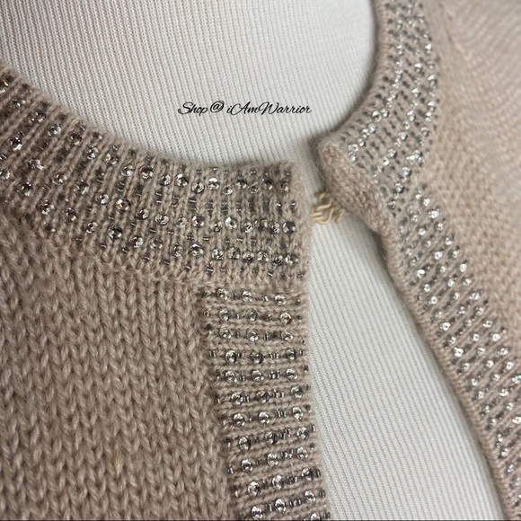 J.Crew Collection jeweled trim ecru cardigan *shop@iamwarrior - Picture 6 of 10